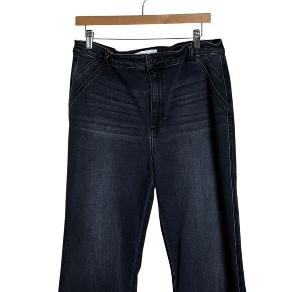 KanCan Celia Ultra High Rise Wide Flare Jeans Washed Black Denim‎ Womens Size 31 - Picture 3 of 10